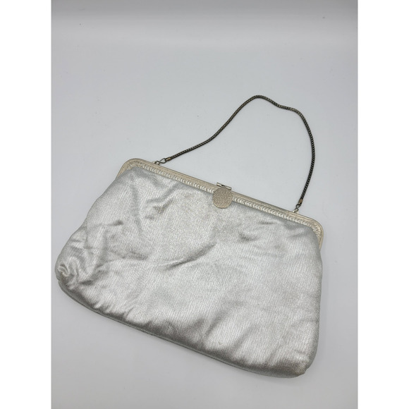 Vintage 1960's Handbag Clutch Silver Chain Strap Coin Purse - Picture 1 of 9